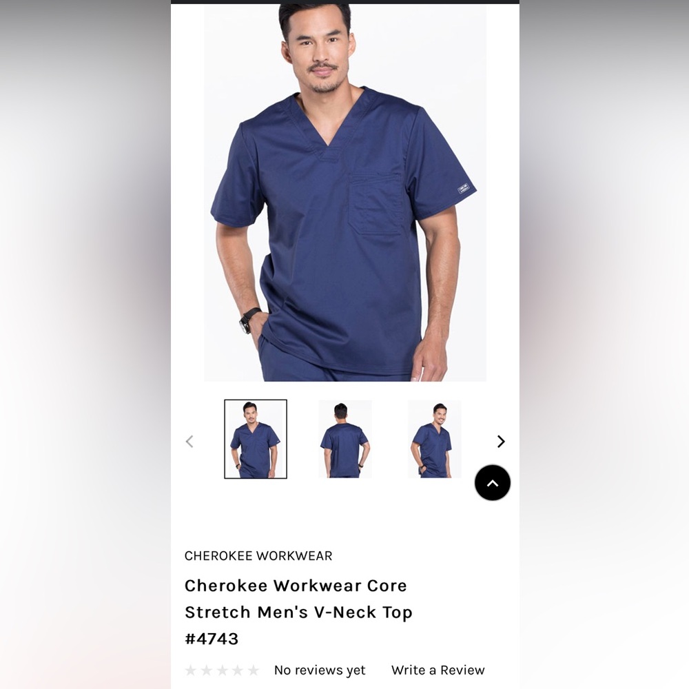 Cherokee Workwear Core
Stretch Men's V-Neck Top #4743- Ciel color-2XL- top only